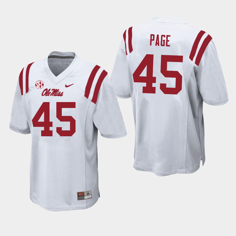 Men #45 Fred Page Ole Miss Rebels College Football Jerseys Sale-White